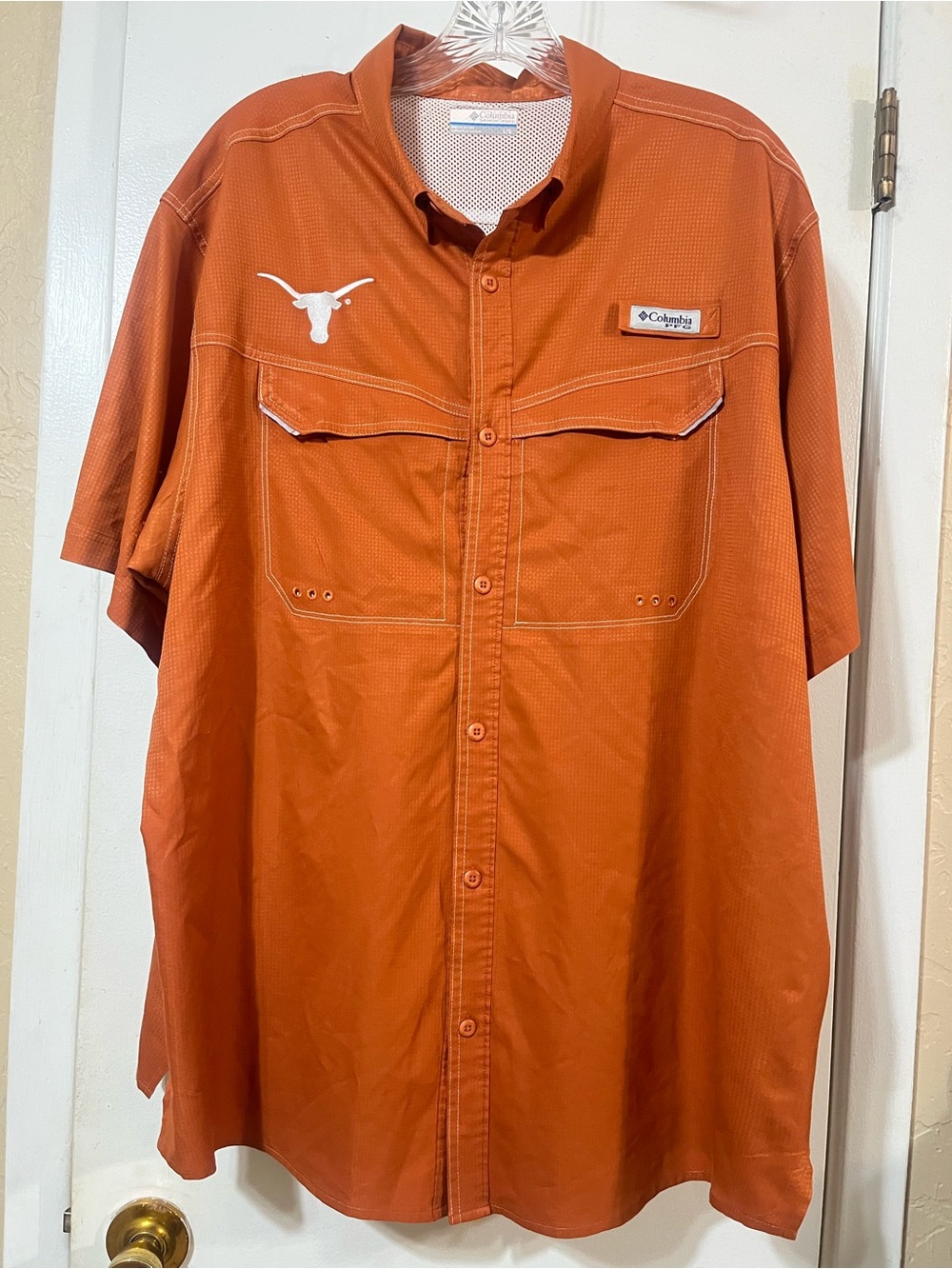 Columbia PFG Men’s L Texas Longhorn Short-Sleeve Performance Shirt Burnt Orange